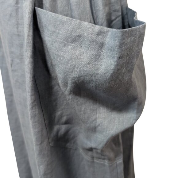 Lintico Womens Sz S Blue Marina Pockets Elastic Waist Lagenlook 100% Linen Skirt - Picture 4 of 7